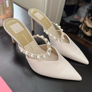 Dolce Vita Kanika Cream Pearl-Embellished Heels